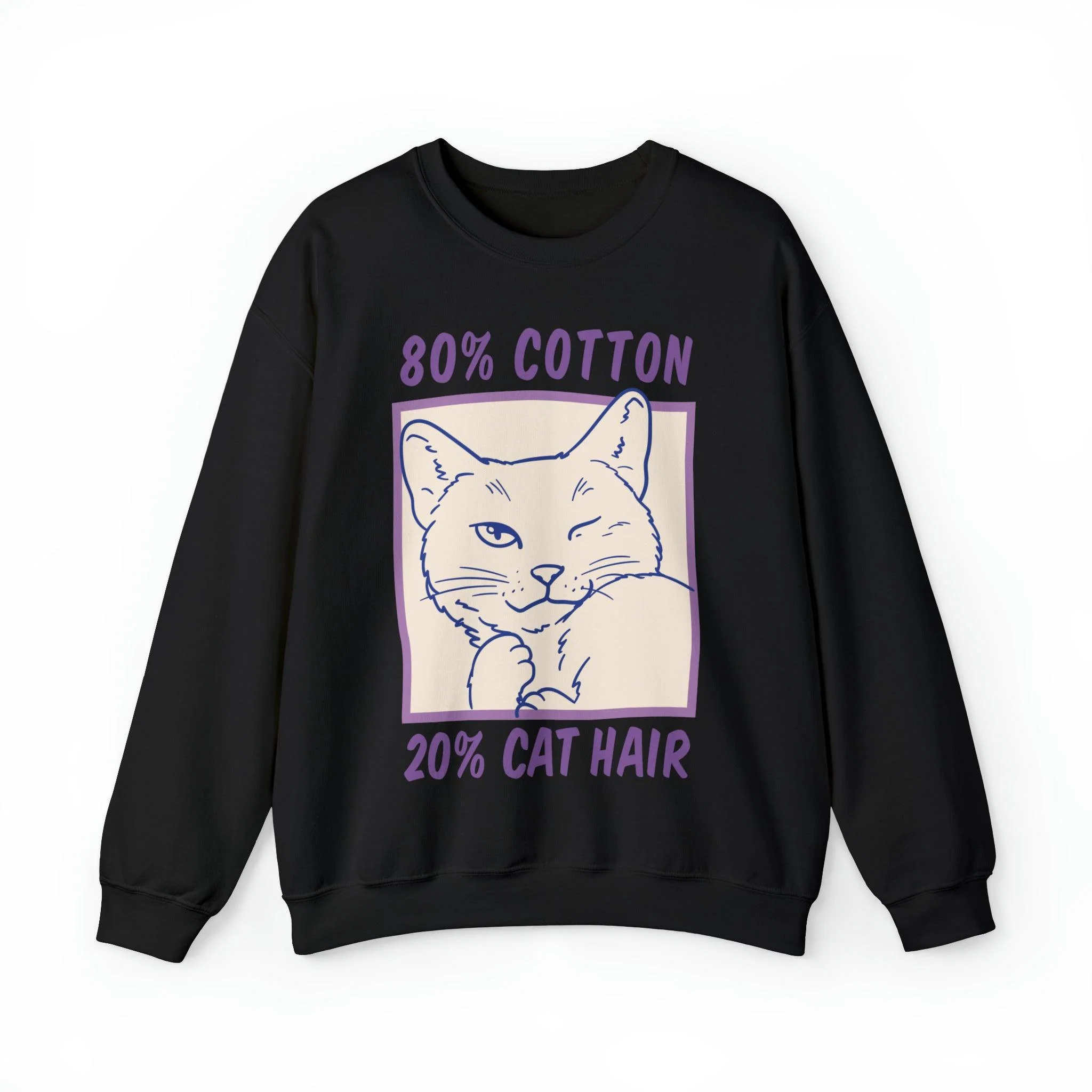80% Cotton 20% Cat Hair Funny Cat Sweatshirt - Image 4