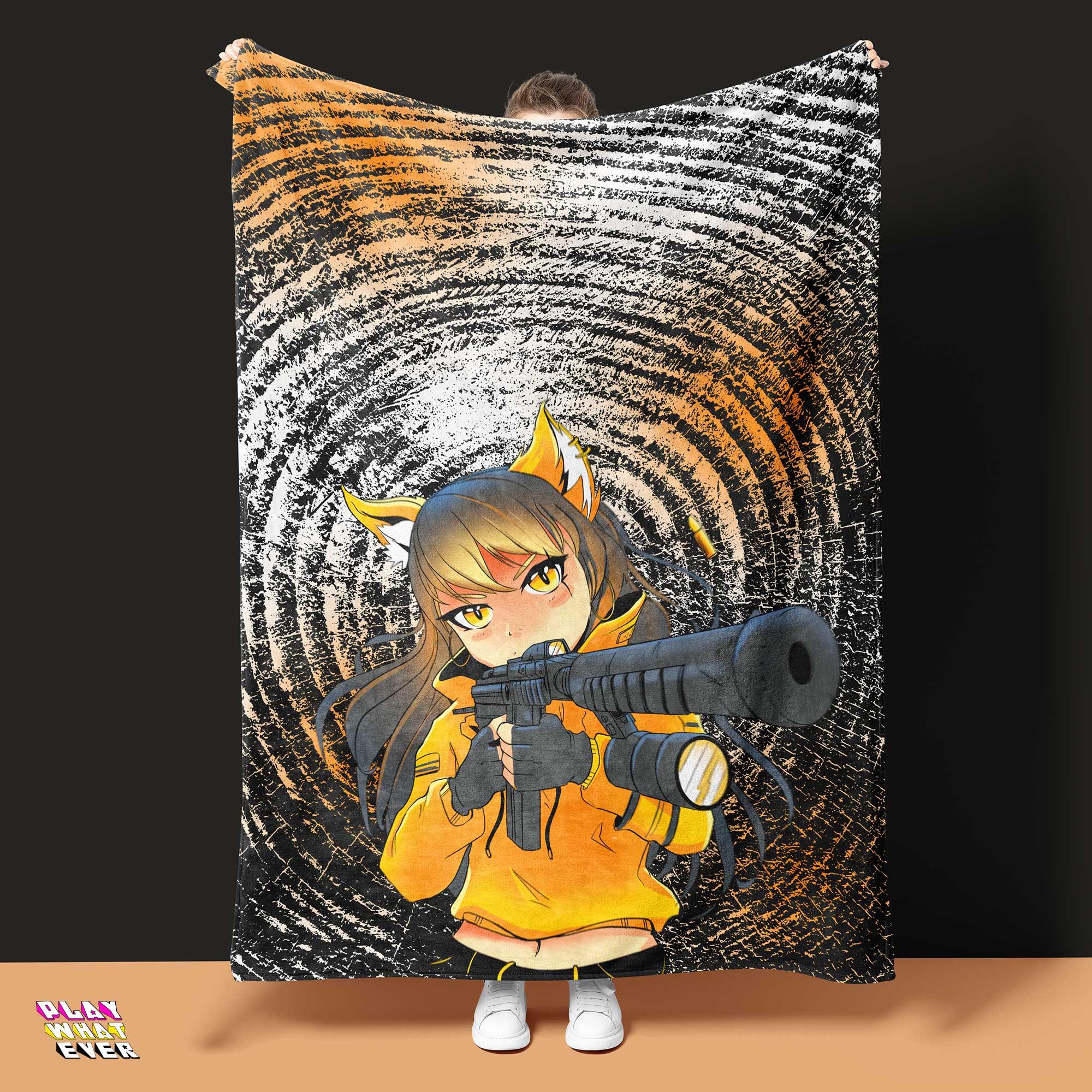 Anime Army Fox Girl Anime Blanket