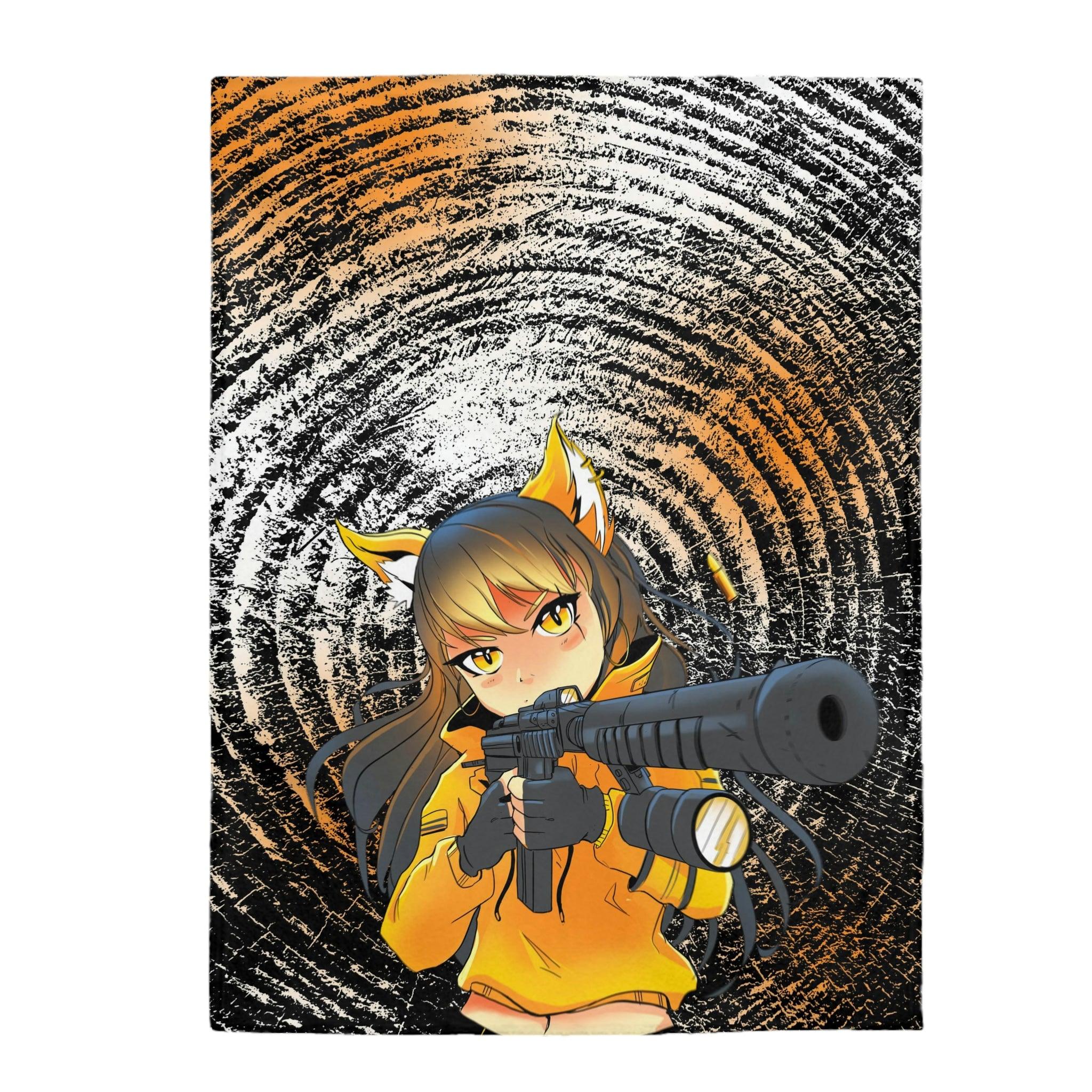 Anime Army Fox Girl Anime Blanket - Image 4