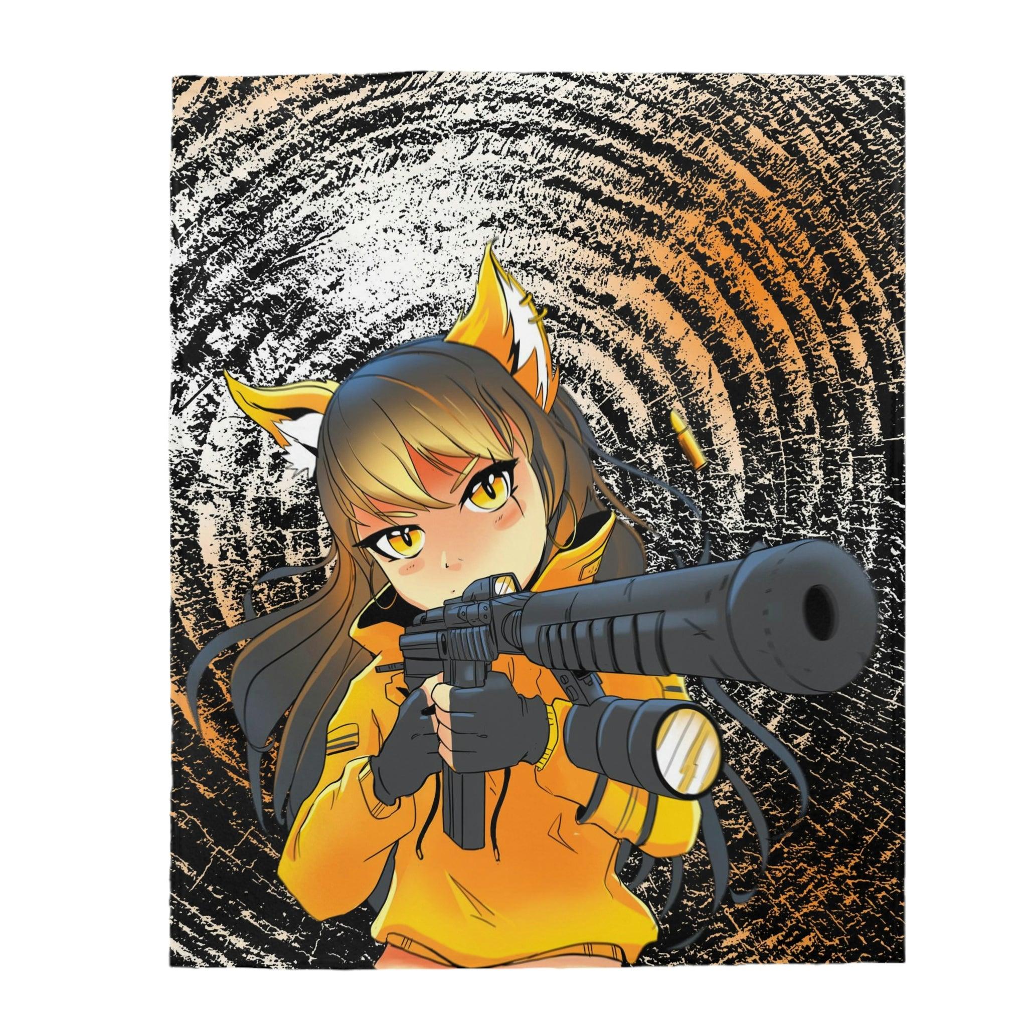 Anime Army Fox Girl Anime Blanket - Image 5