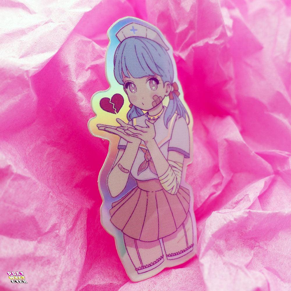 Anime Girl Nurse Waterproof Glitter Vinyl Sticker - Image 3