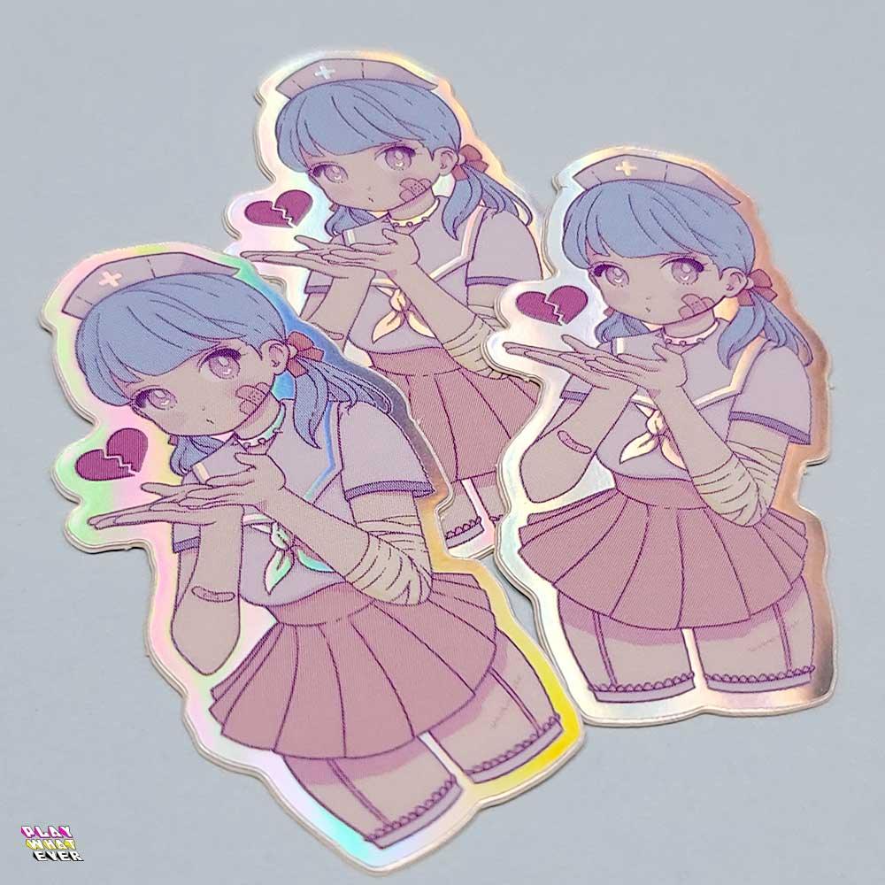 Anime Girl Nurse Waterproof Glitter Vinyl Sticker - Image 4