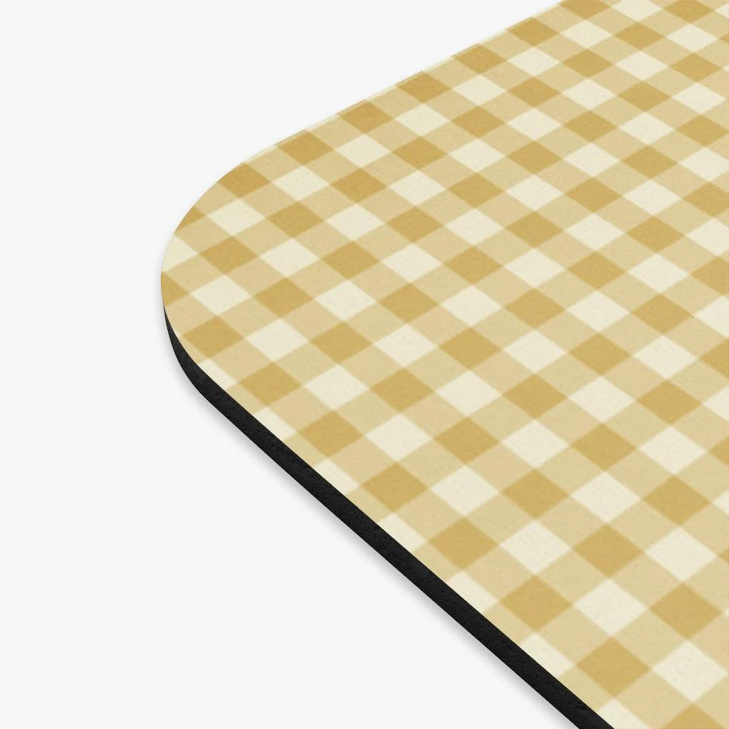 Anime Girl Teddy Bear Gingham Plaid Mouse Pad - Image 3