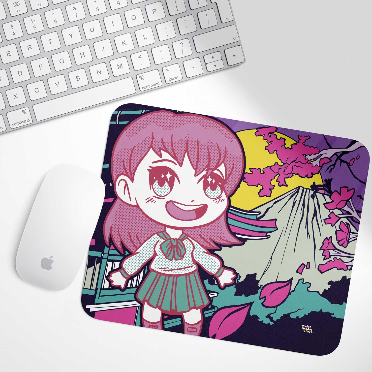 Anime School Girl in Japan Mouse Pad - Image 2