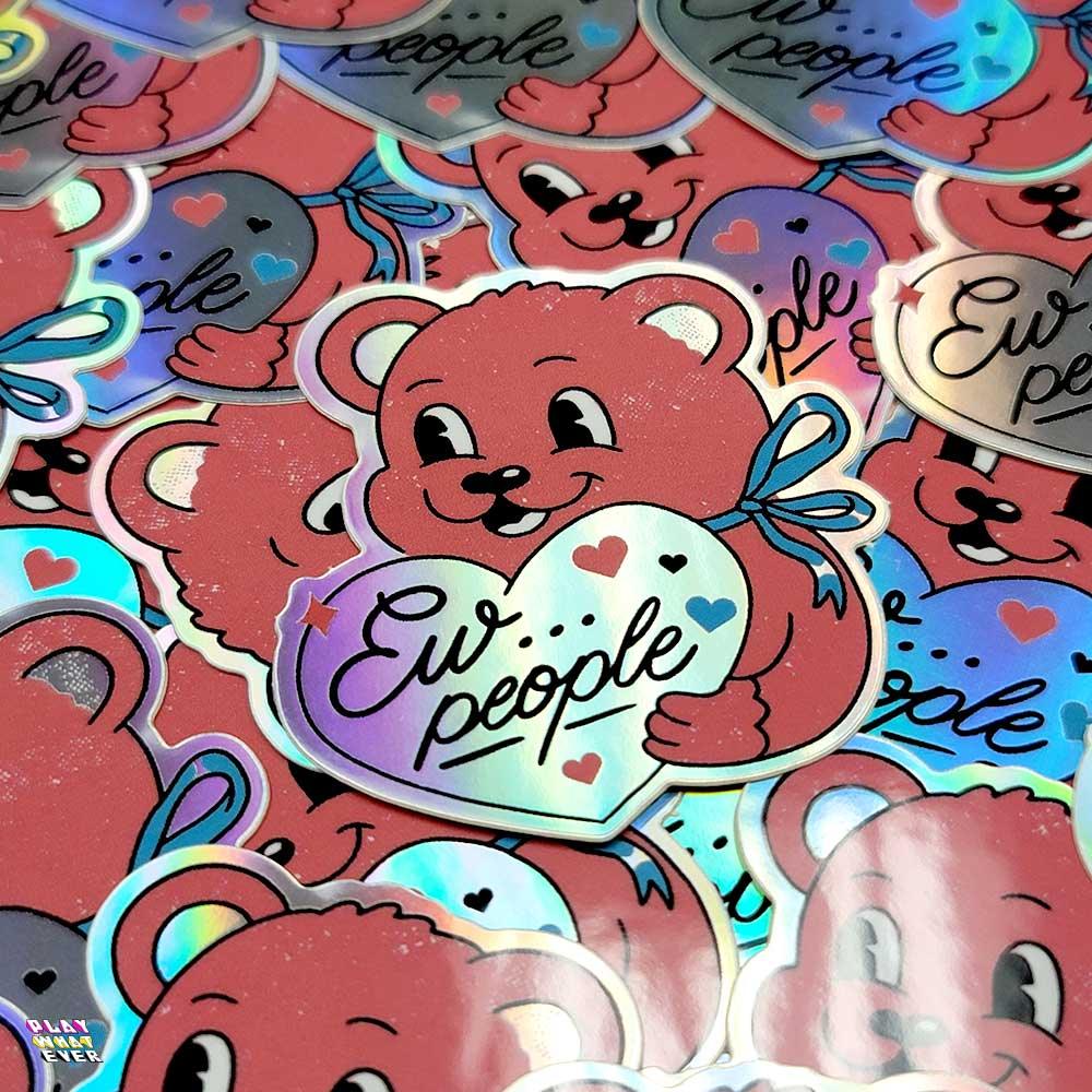 Anti-Valentine Bear Waterproof Vinyl Sticker - Image 3