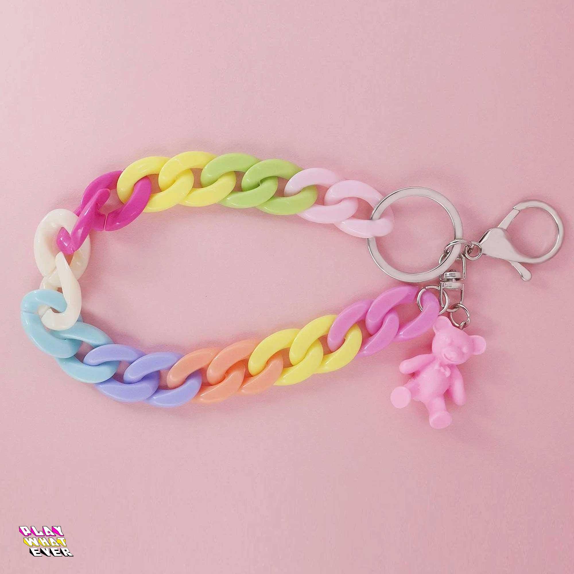 Bear Charm Multicolor Chain Keychain - Image 2