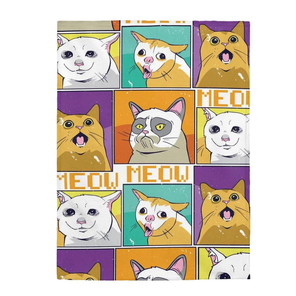 Cat Expressions Humor Funny Cat Blanket - Image 5