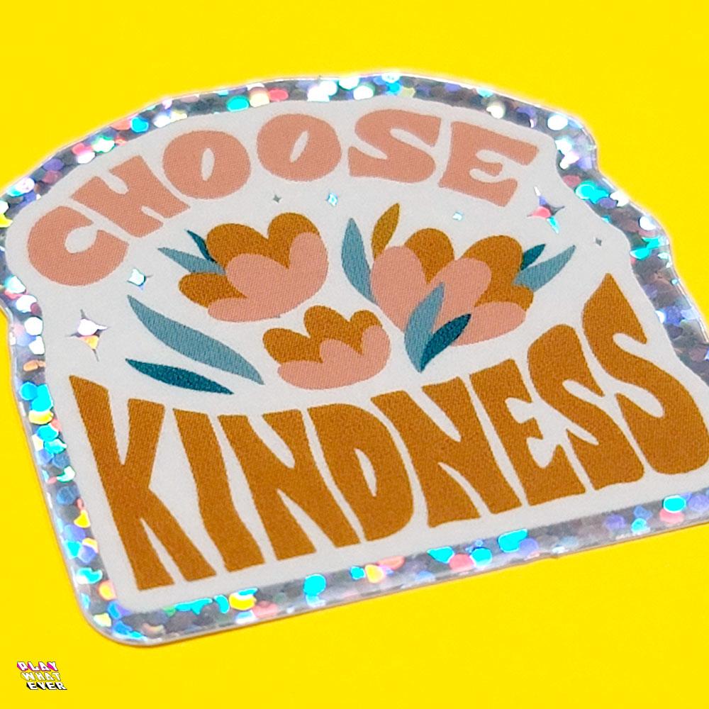 Choose Kindness Retro Flower Glitter Sticker - Image 5