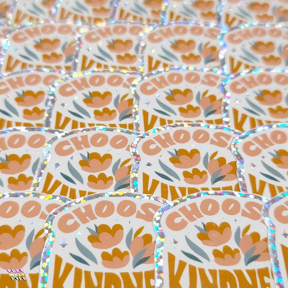 Choose Kindness Retro Flower Glitter Sticker - Image 6