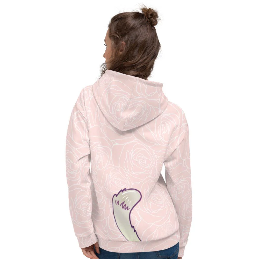Cute Cat in Flower Bed Unisex Hoodie - Image 2