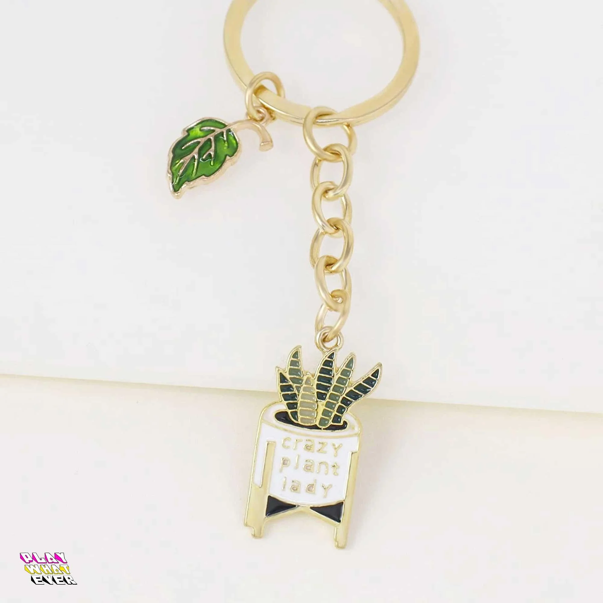 Cute Crazy Plant Lady Keychain - Image 2