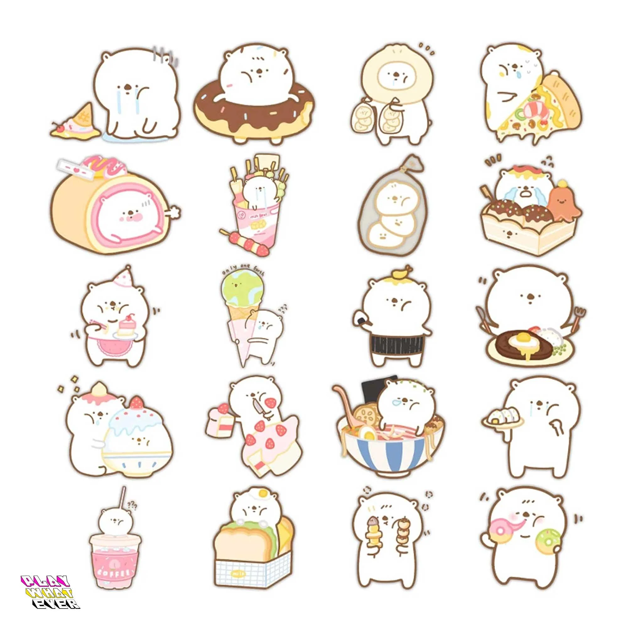 Cute White Polar Bear Loves to Eat Assorted Stickers - Image 2