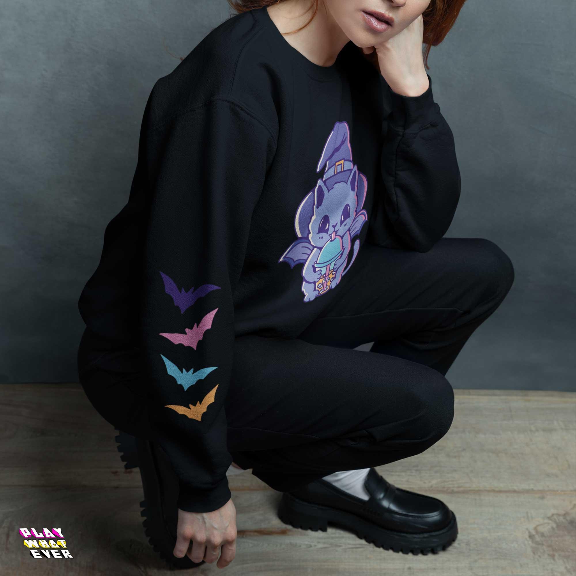 Eyeball Bubble Tea Witch Cat Sweatshirt - Image 3
