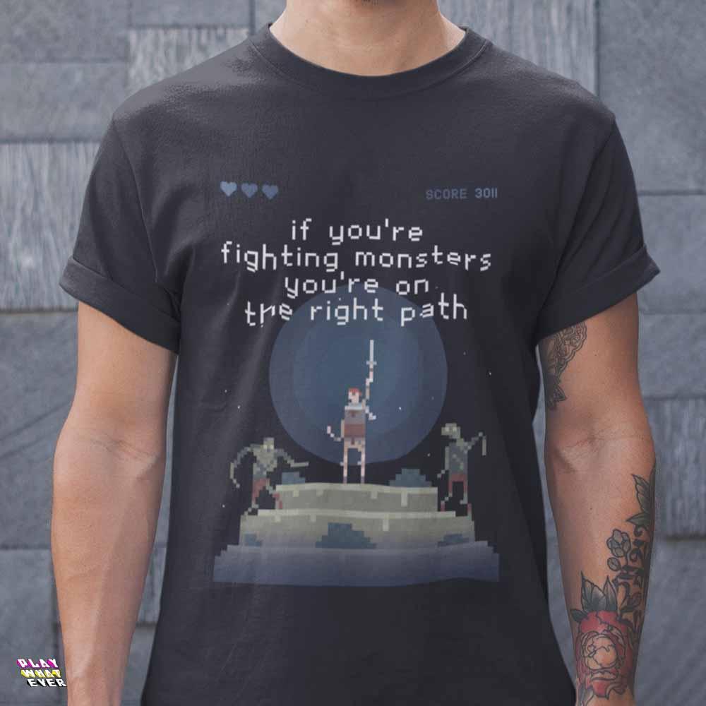 Fight Monsters Classic RPG Gaming T-Shirt - Image 2