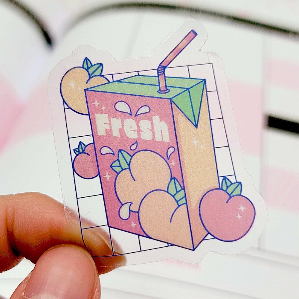 Fresh Peach Juice Box Transparent Vinyl Sticker - Image 4