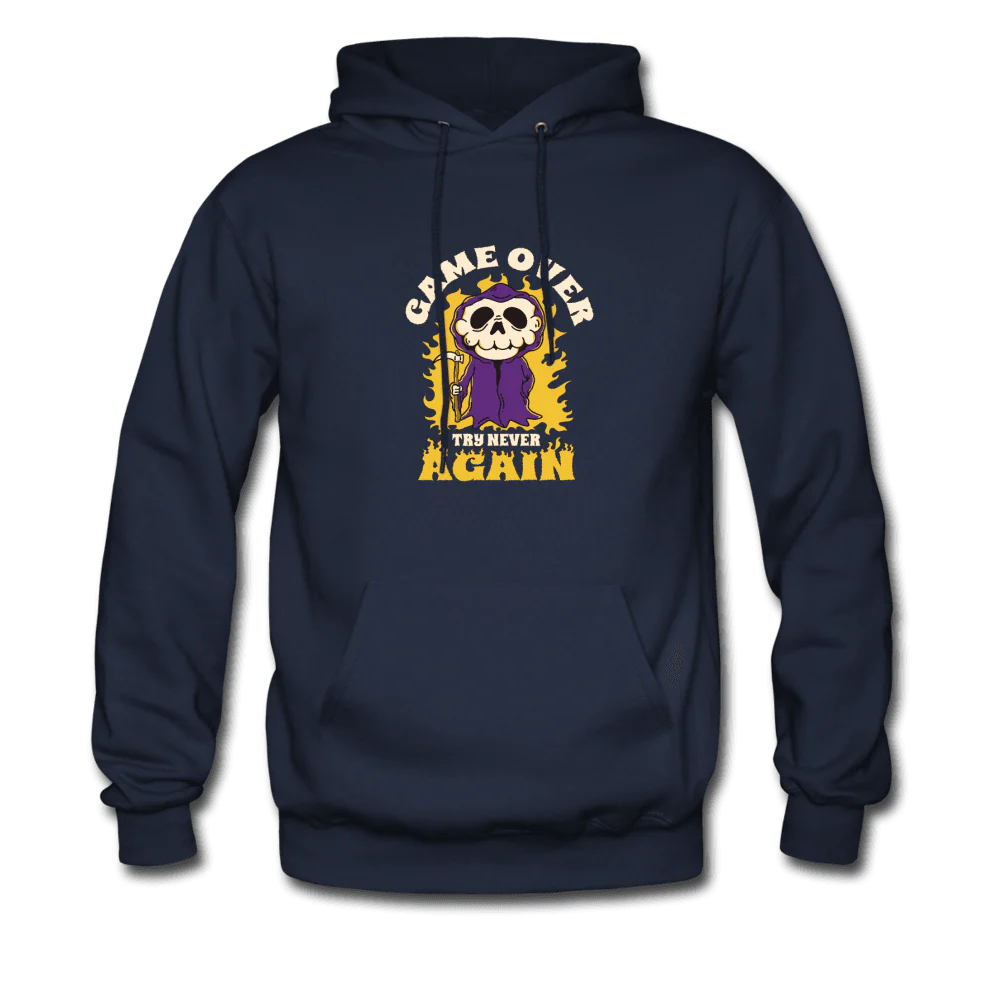 Game Over Try Never Again Skull Reaper Unisex Hoodie - Image 3