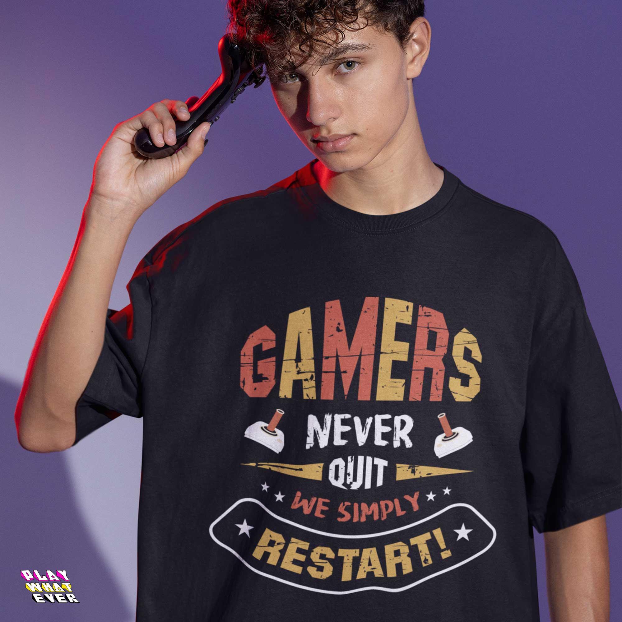 Gamers Never Quit We Simply Restart Ultra Cotton T-Shirt - Image 2