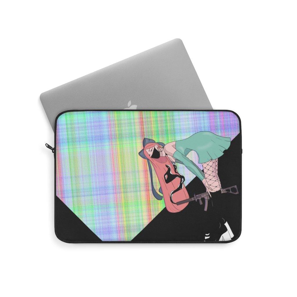 Gunslinger Anime Girl Retro Plaid Laptop Sleeve - Image 8