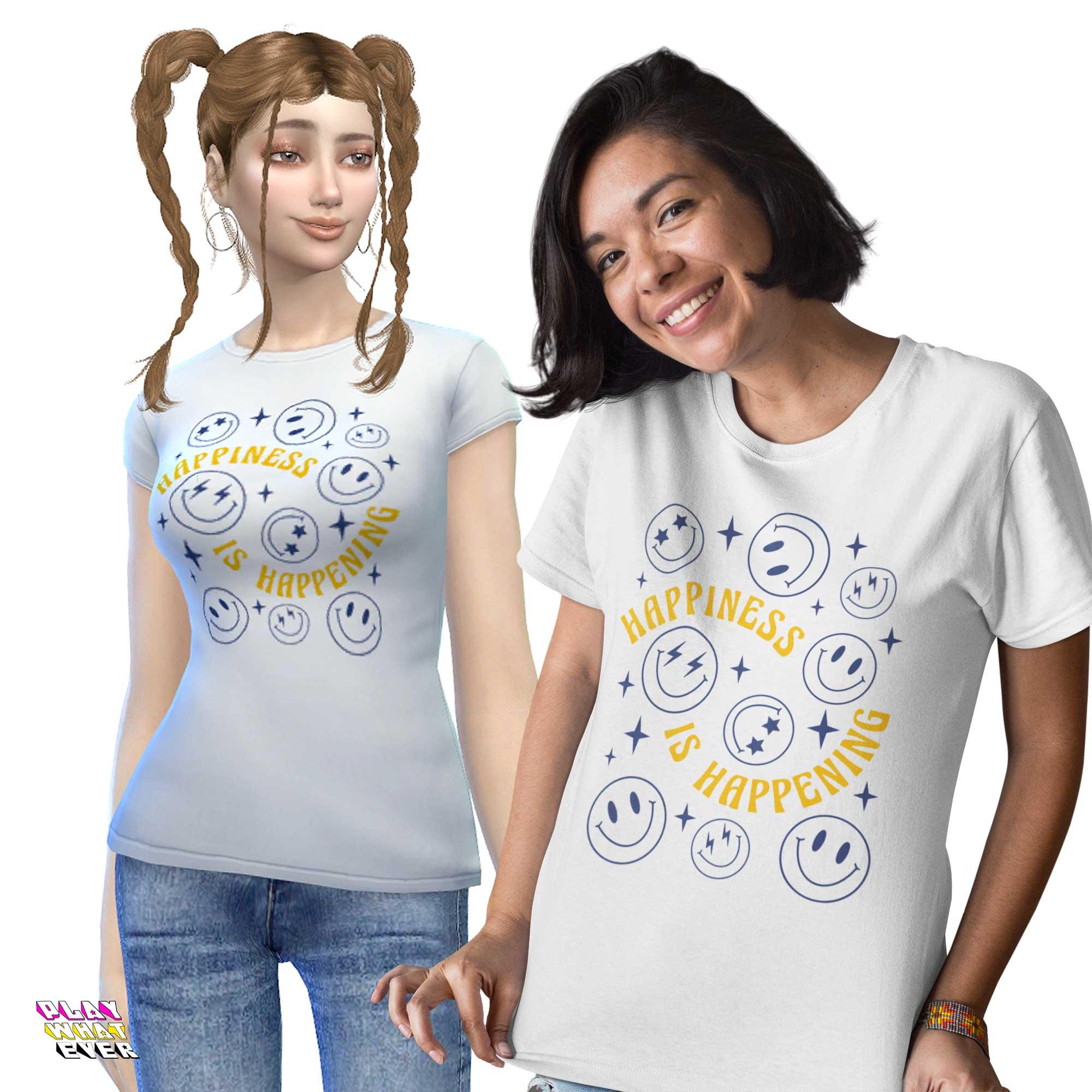 Happiness is Happening Positive Vibe Smiley Shirt - Image 4
