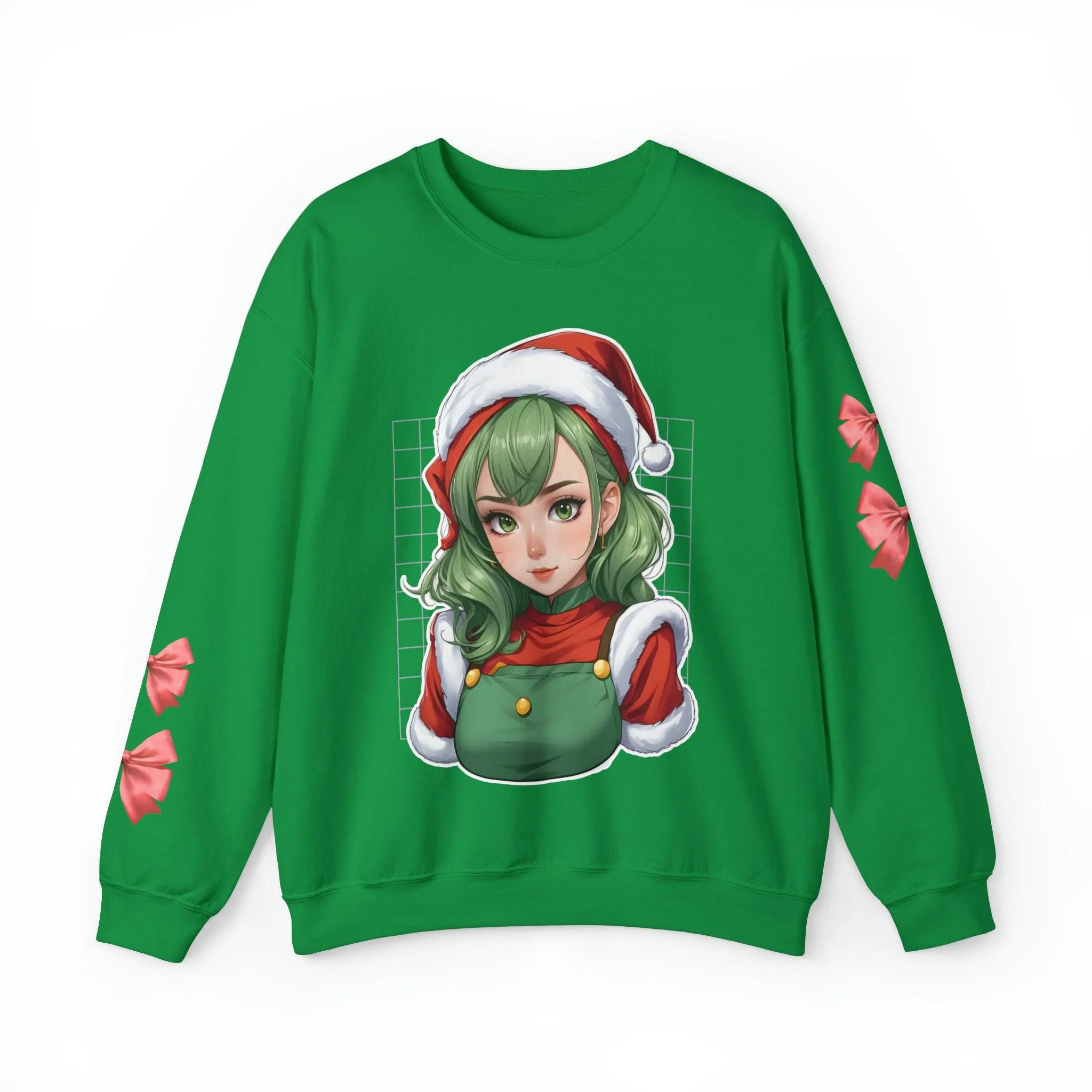Happy Holidays Santa Anime Girl Sweatshirt - Image 3