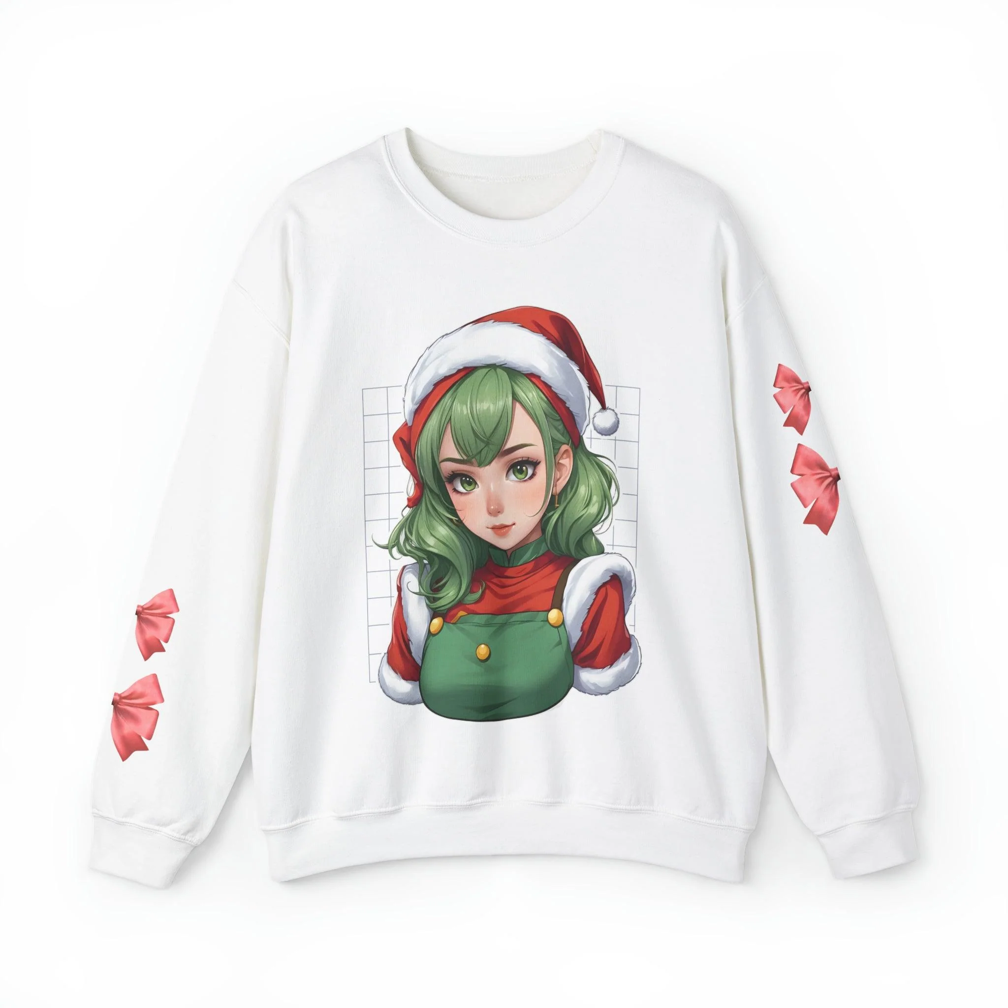 Happy Holidays Santa Anime Girl Sweatshirt - Image 7