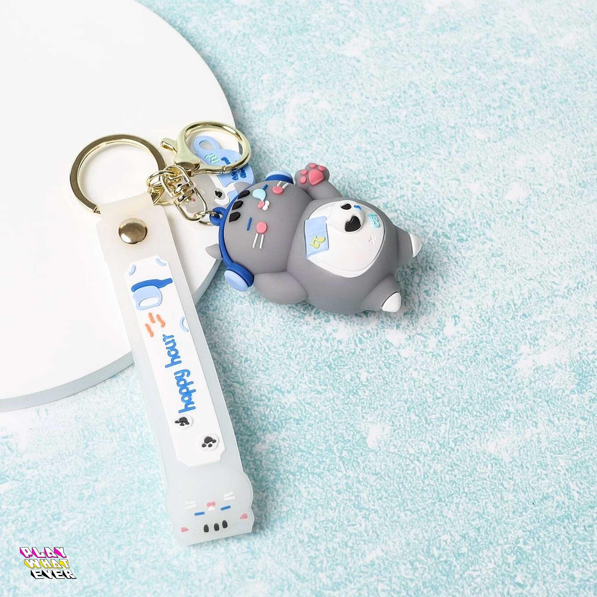 Happy Hour Snoozing & Grooving Cat Keychain - Image 3