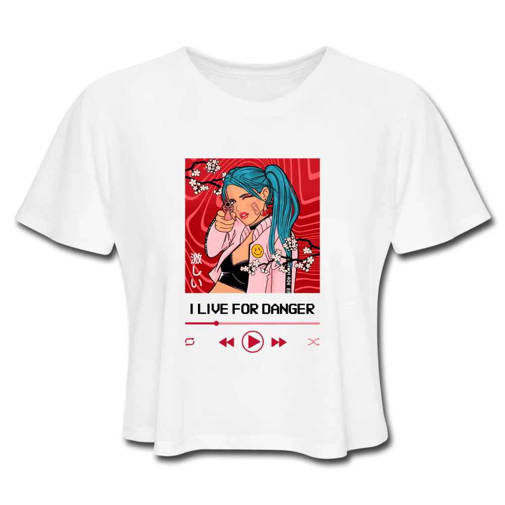 I Live for Danger Anime Gunner Cropped Top - Image 2