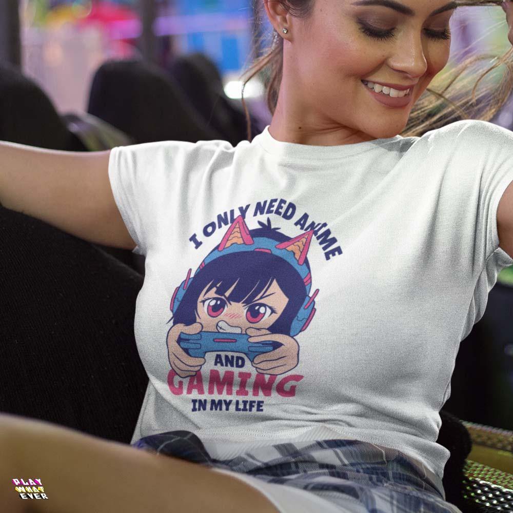 I Only Need Anime and Gaming Anime Gamer Unisex T-Shirt - Image 2