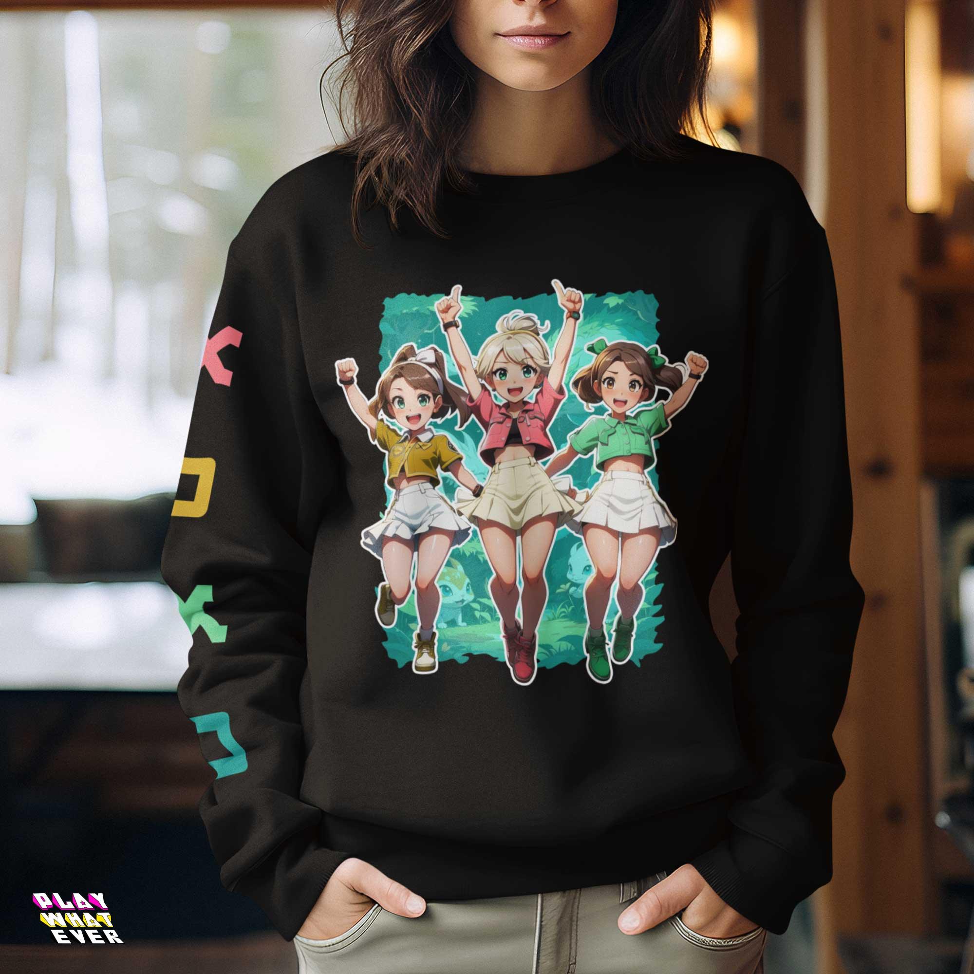 It's Go Time! Anime Girls Cheerful Sweatshirt - Image 3