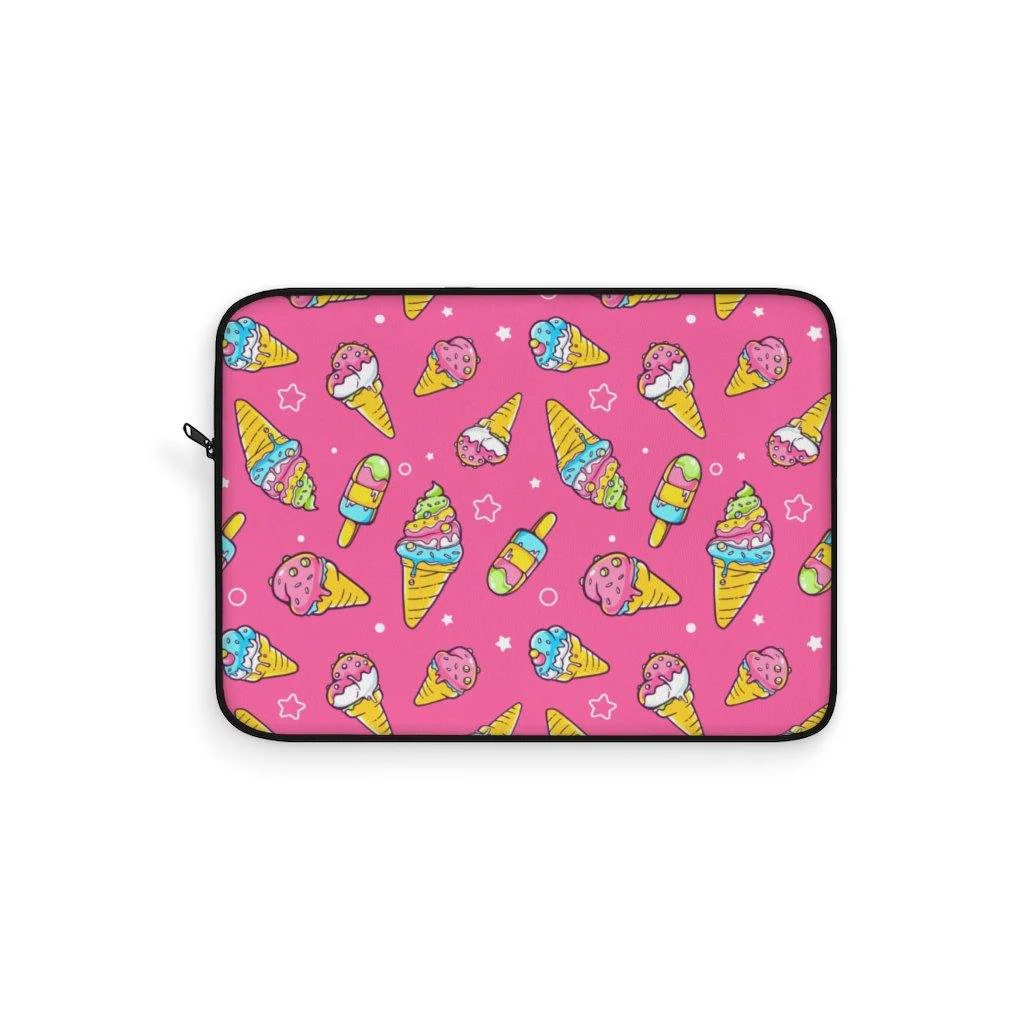 It's Ice Cream Time Cute Pink Laptop Sleeve - Image 4