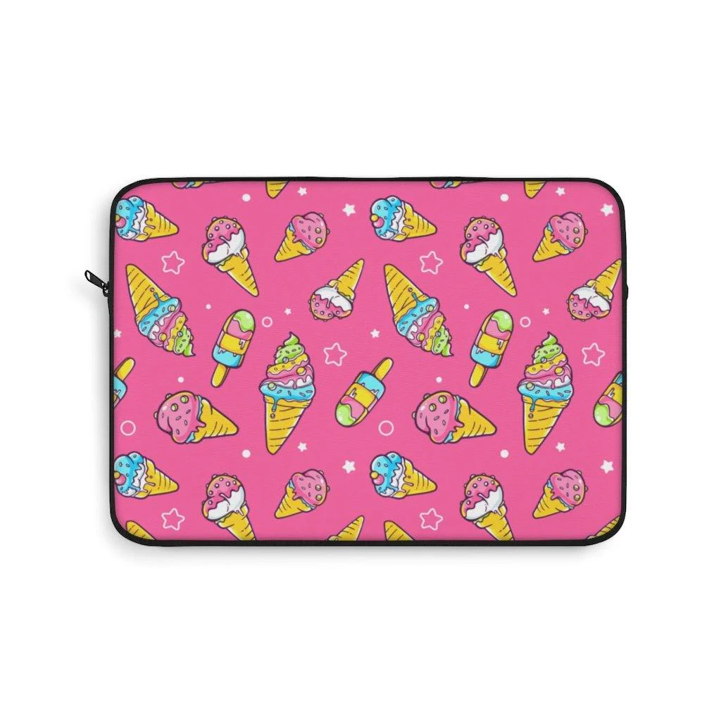 It's Ice Cream Time Cute Pink Laptop Sleeve - Image 7