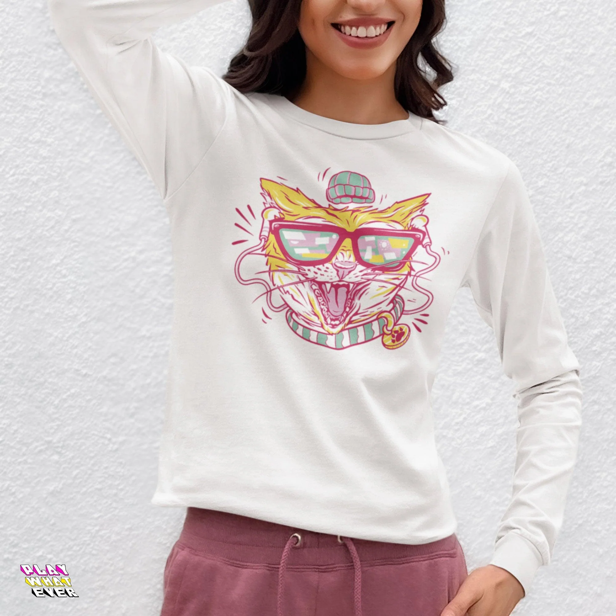 Jam Out Cool Cat Long Sleeve T-Shirt - Image 2