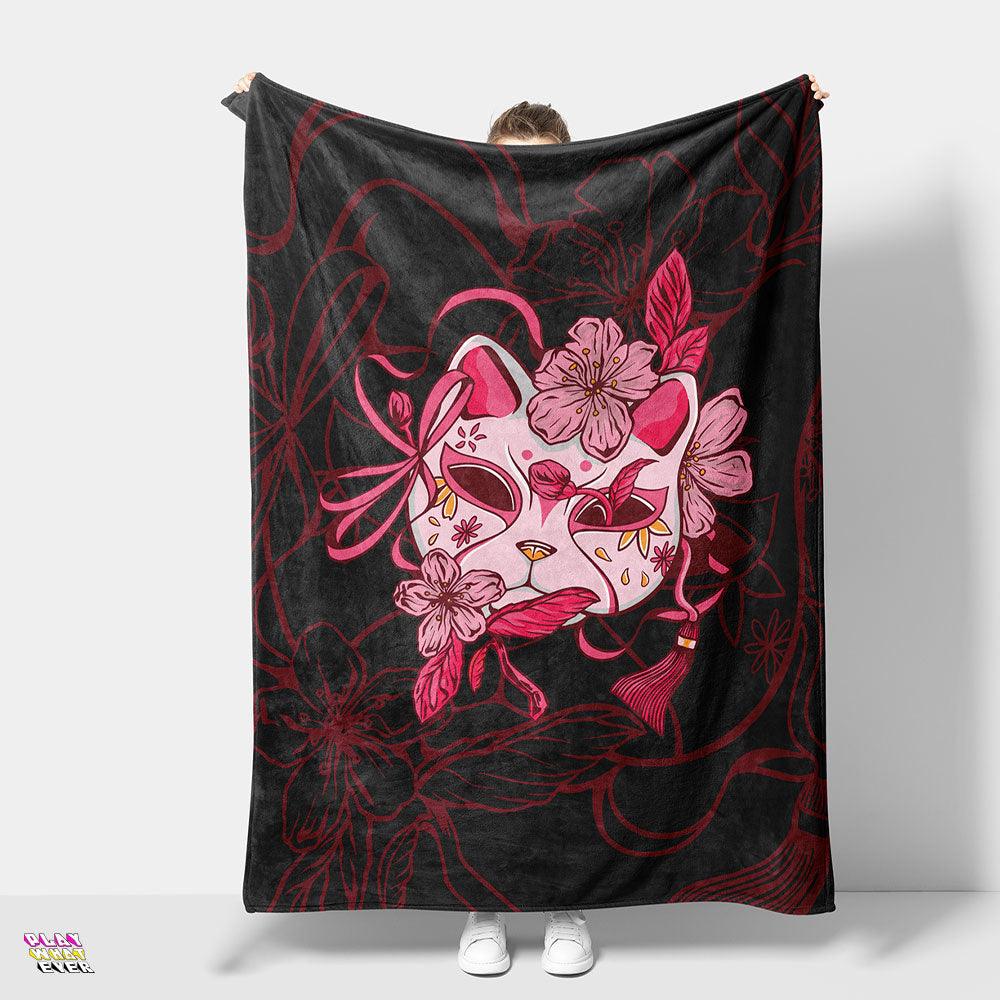 Japanese Cat Mask Anime Blanket