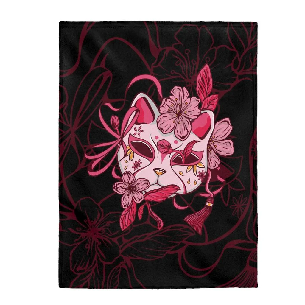 Japanese Cat Mask Anime Blanket - Image 5