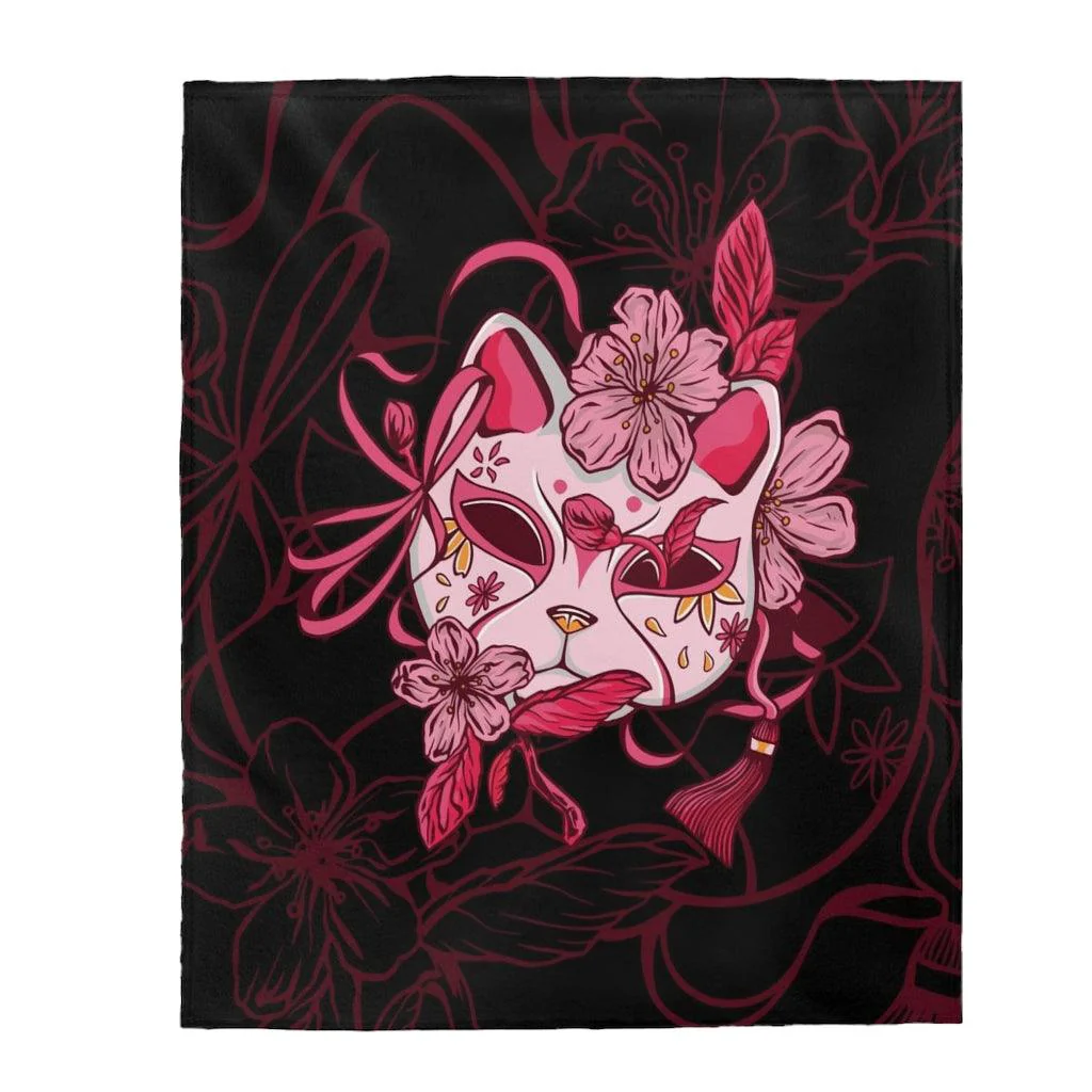 Japanese Cat Mask Anime Blanket - Image 6
