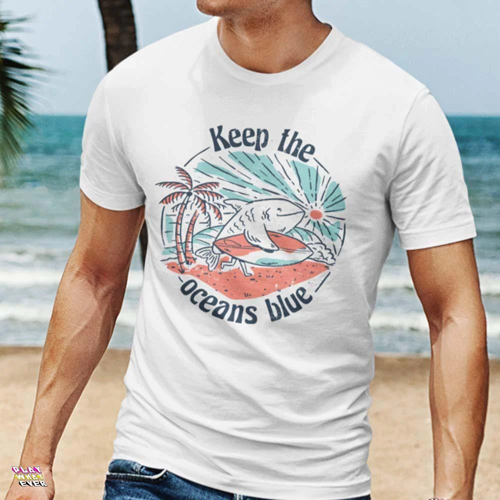 Keep the Oceans Blue Surfing Unisex T-Shirt - Image 2