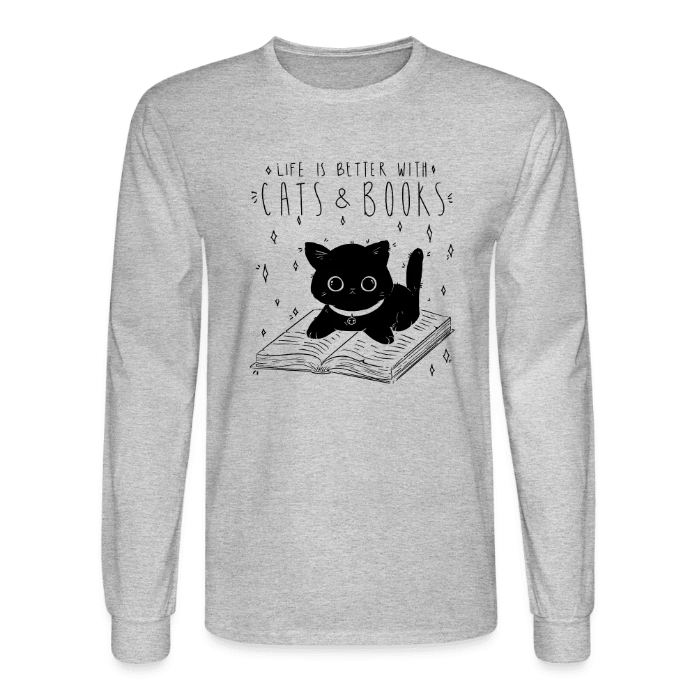 Life is Better with Cats and Books Long Sleeve T-Shirt - Image 3