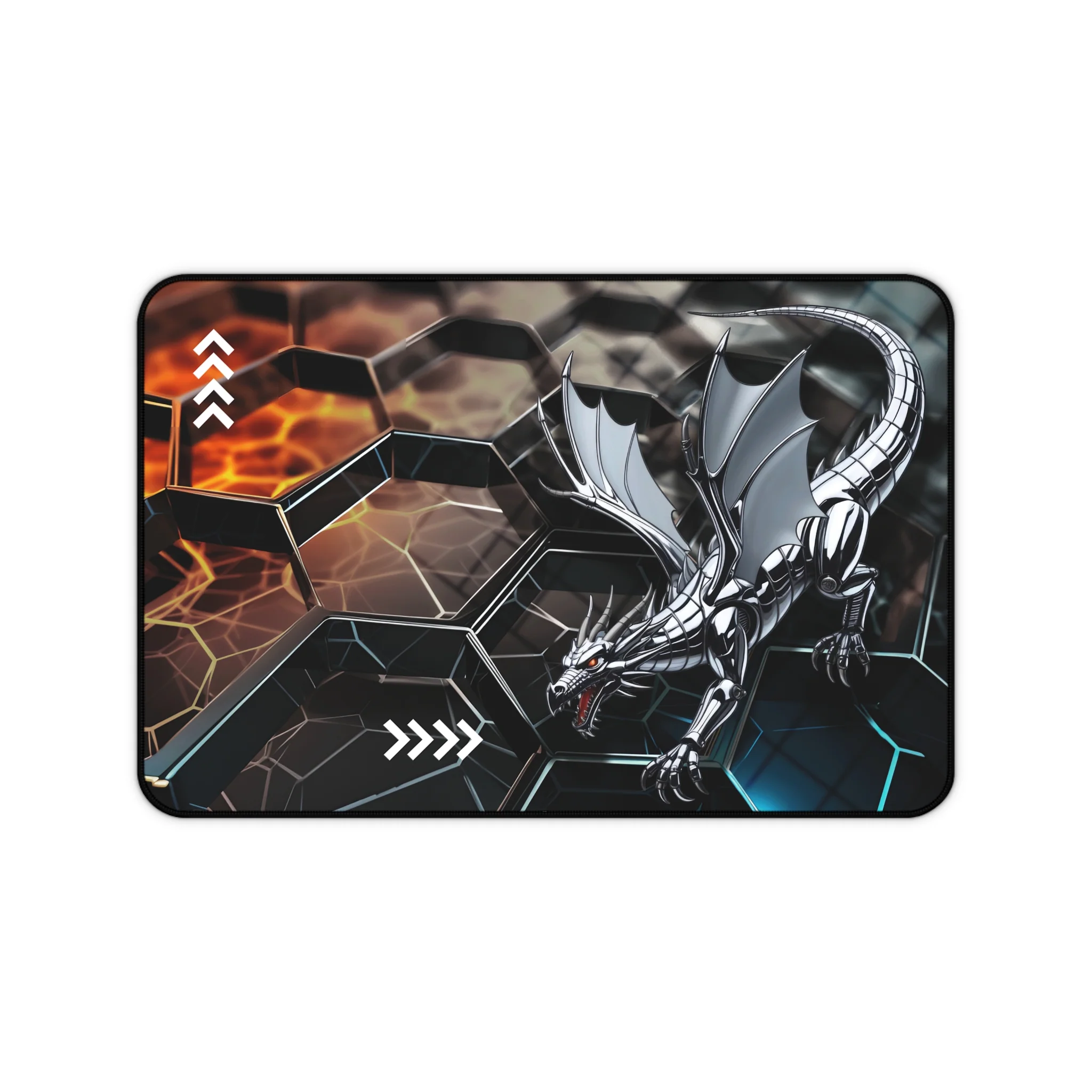 Metal Dragon Gaming Desk Mat – XL Hexagon Matrix Mouse Pad for Gamers - Image 5