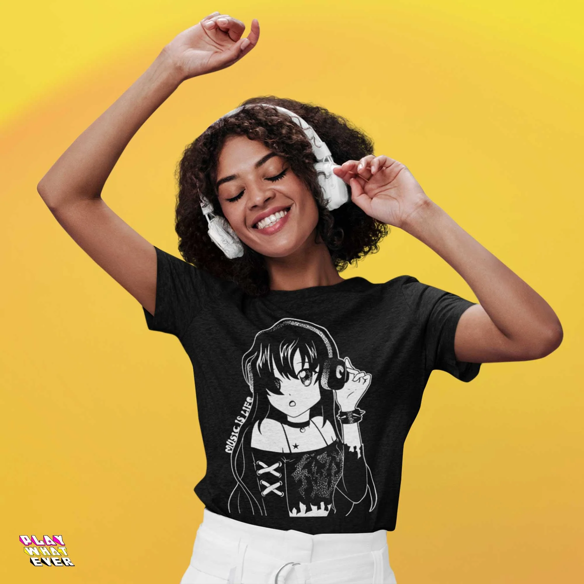 Music Is Life Anime Goth T-Shirt - Image 2