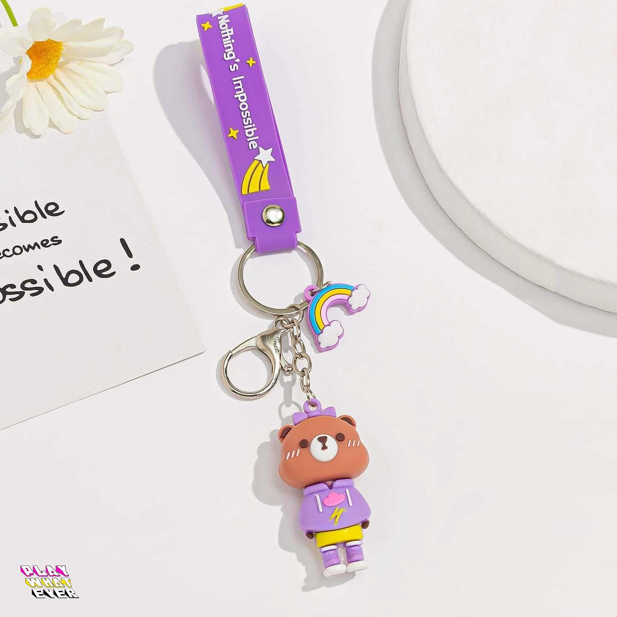 Nothing's Impossible Motivational Bear Keychain - Image 2