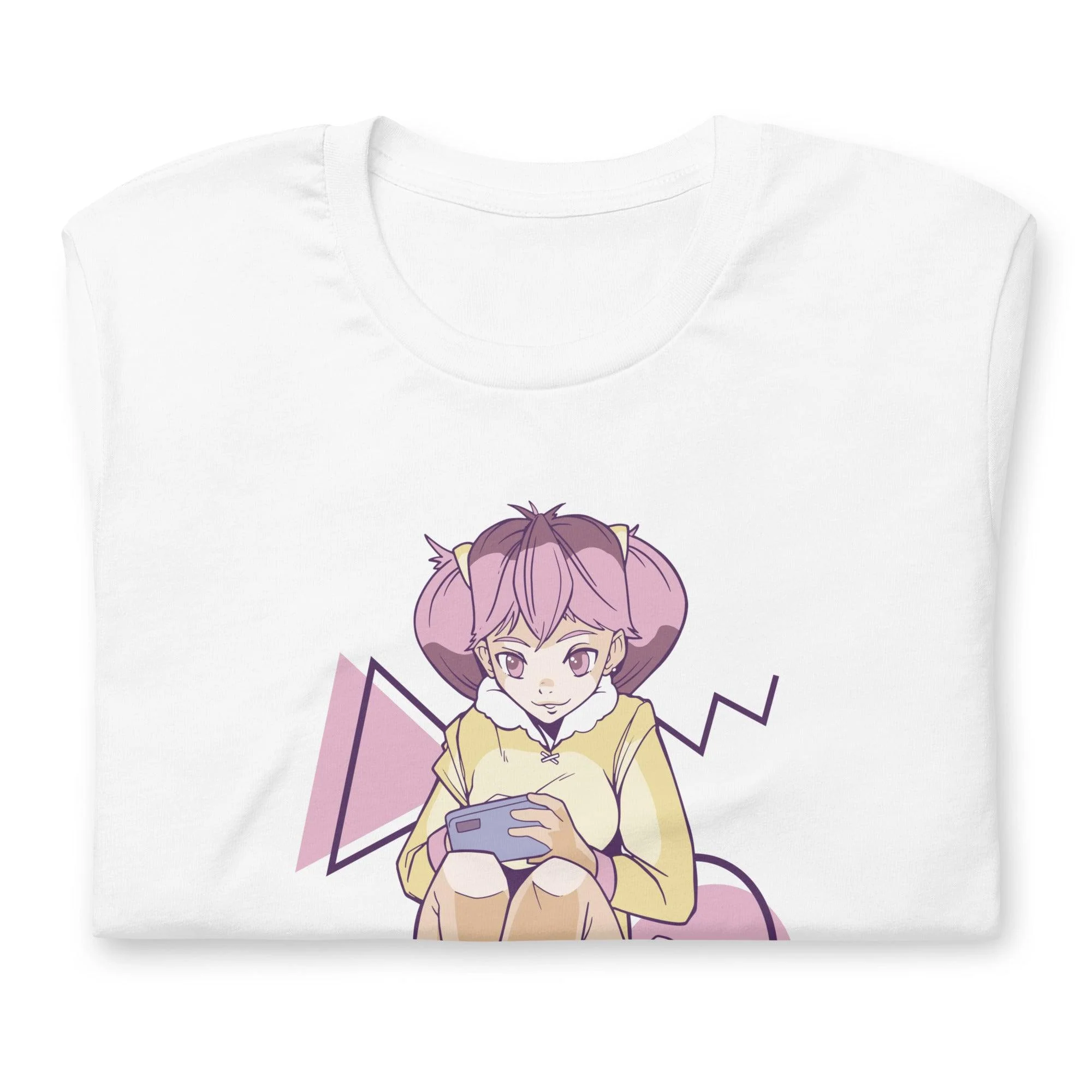 Pink Anime Girl Mobile Gaming Gamer T-Shirt - Image 3