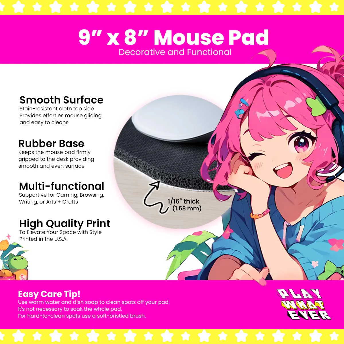 PlayWhatever Logo Pattern Mouse Pad - Image 3