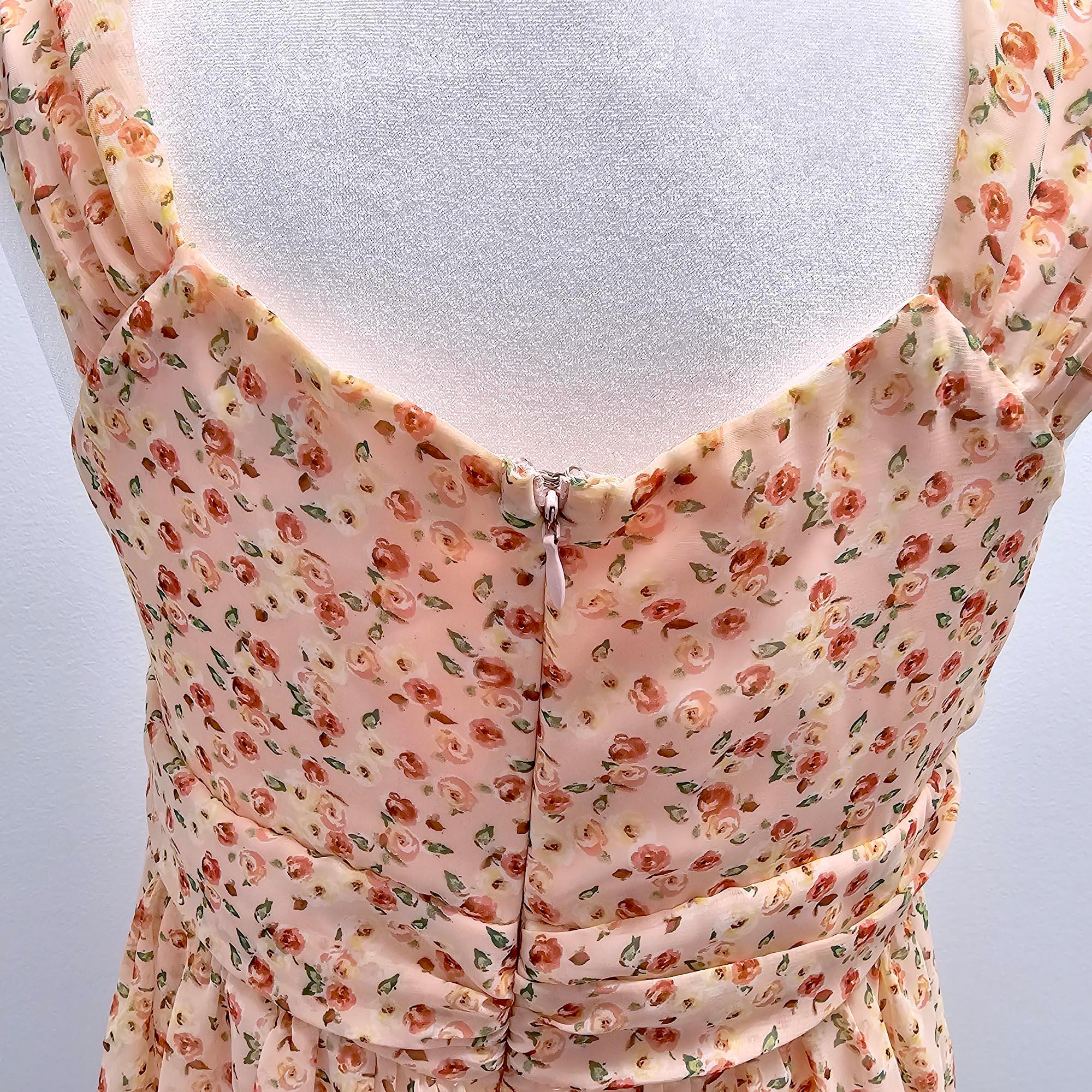 Preloved: Peach Beight Floral Chiffon Dress - Image 4