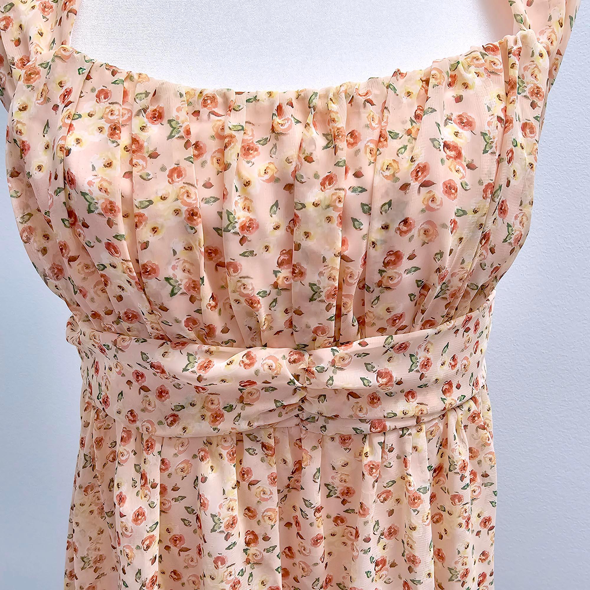 Preloved: Peach Beight Floral Chiffon Dress - Image 7