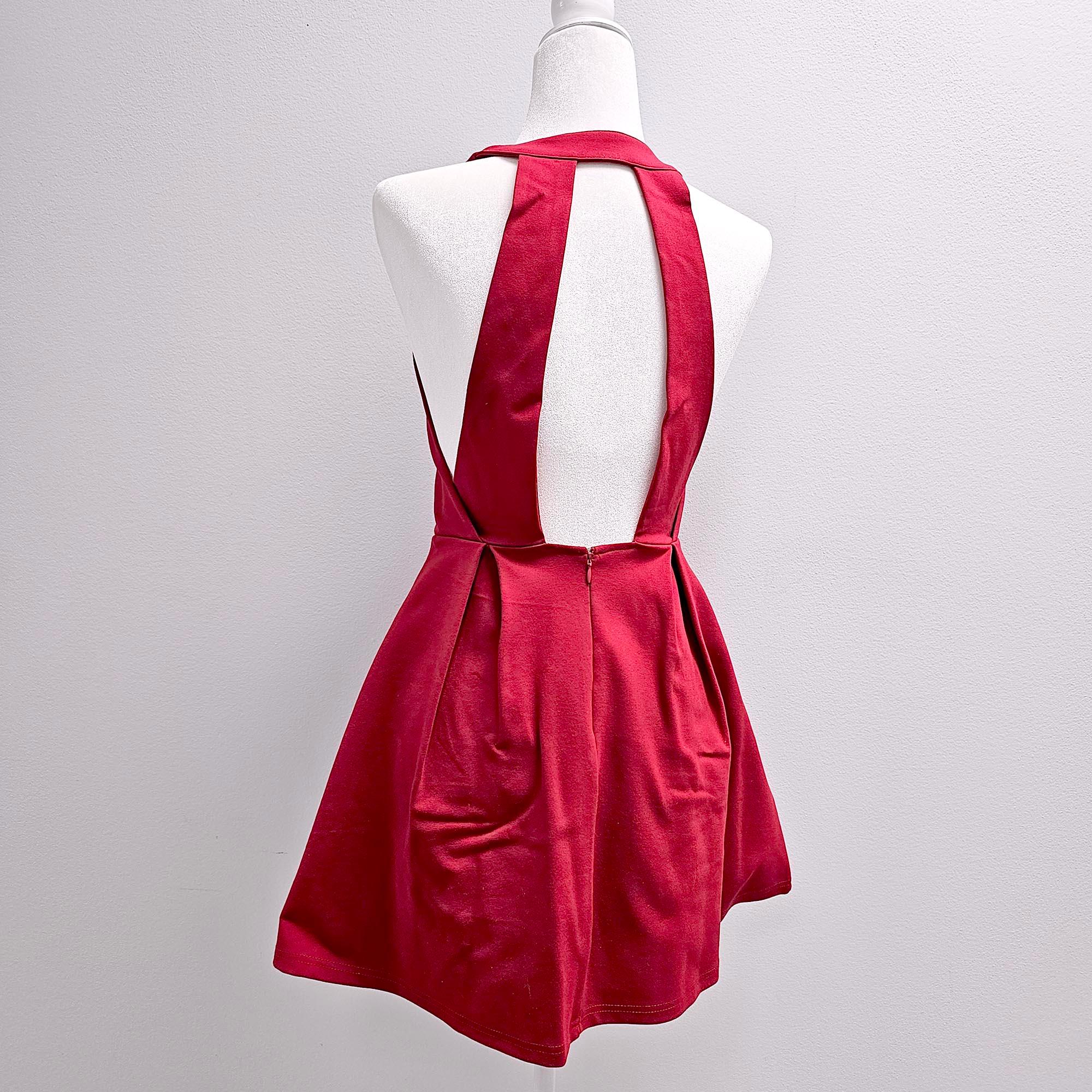 Preloved: Red V-Neck Short Dress - Image 3