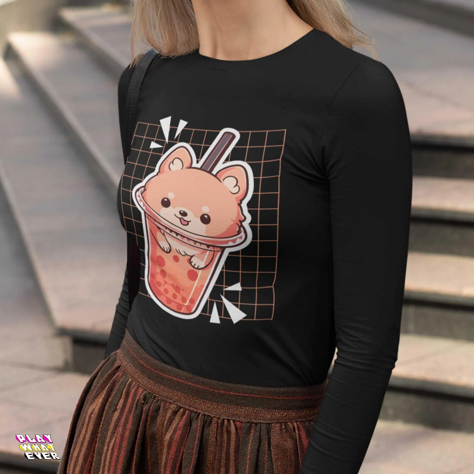 Puppy Bubble Tea Long Sleeve T-Shirt