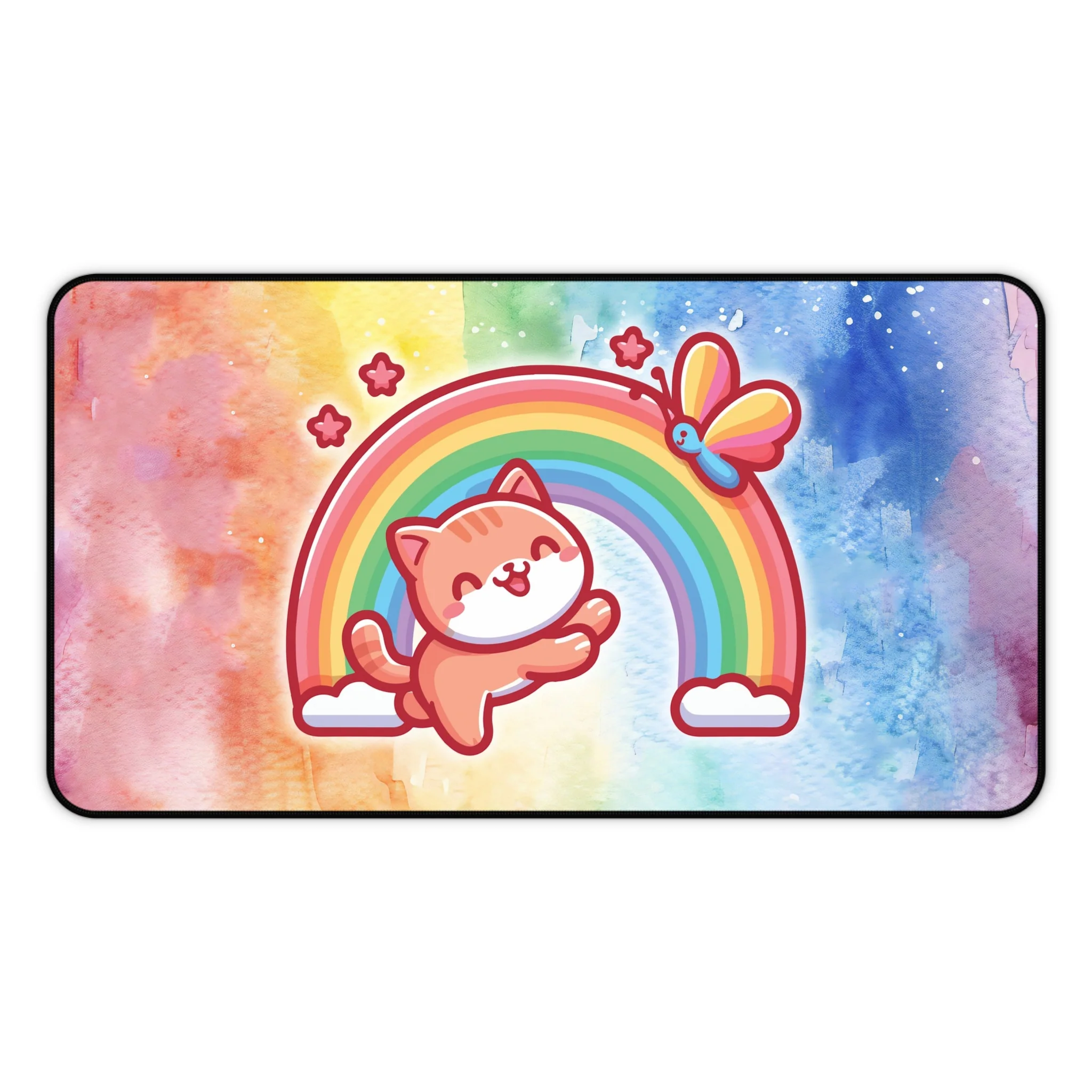 Rainbow Cat and Butterfly Gaming Desk Mat - Image 6