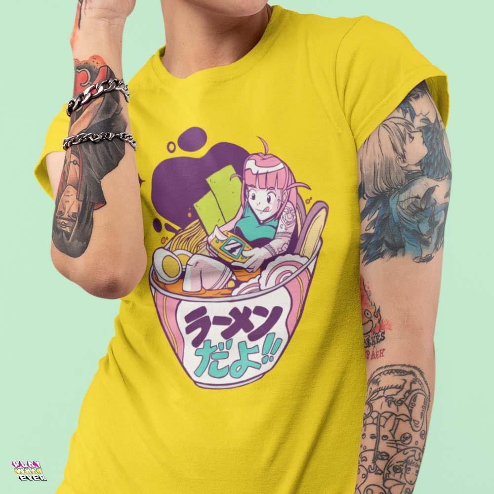 Ramen x Gaming Collab Anime Girl Unisex T-Shirt - Image 2