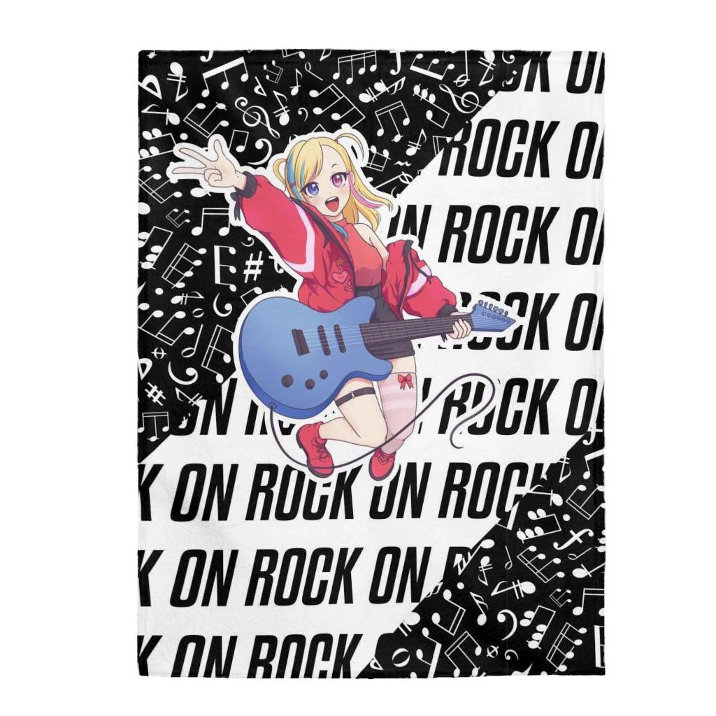 Rocker Girl Kawaii Anime Velveteen Plush Blanket - Image 4