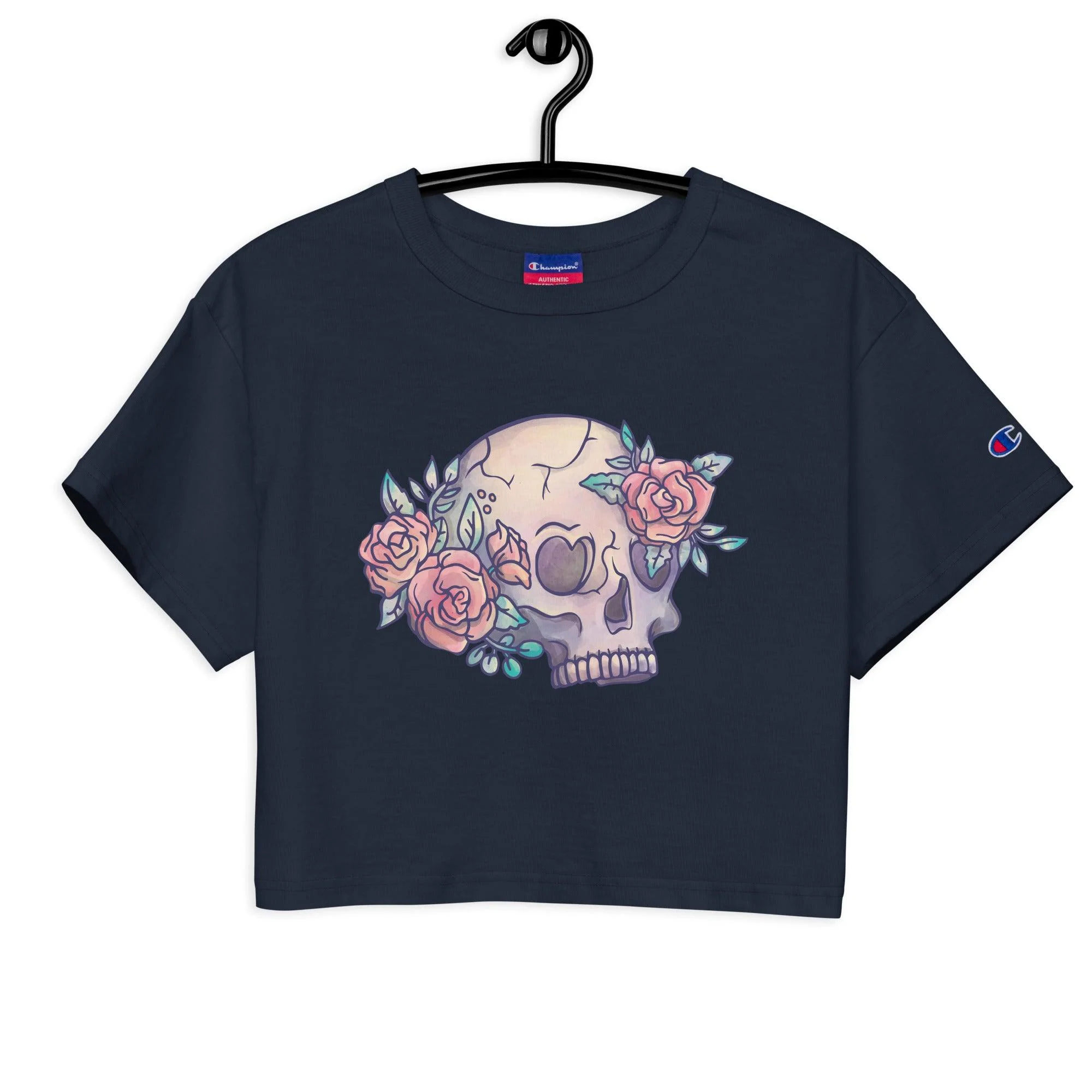 Skulls and Roses Champion Crop Top
